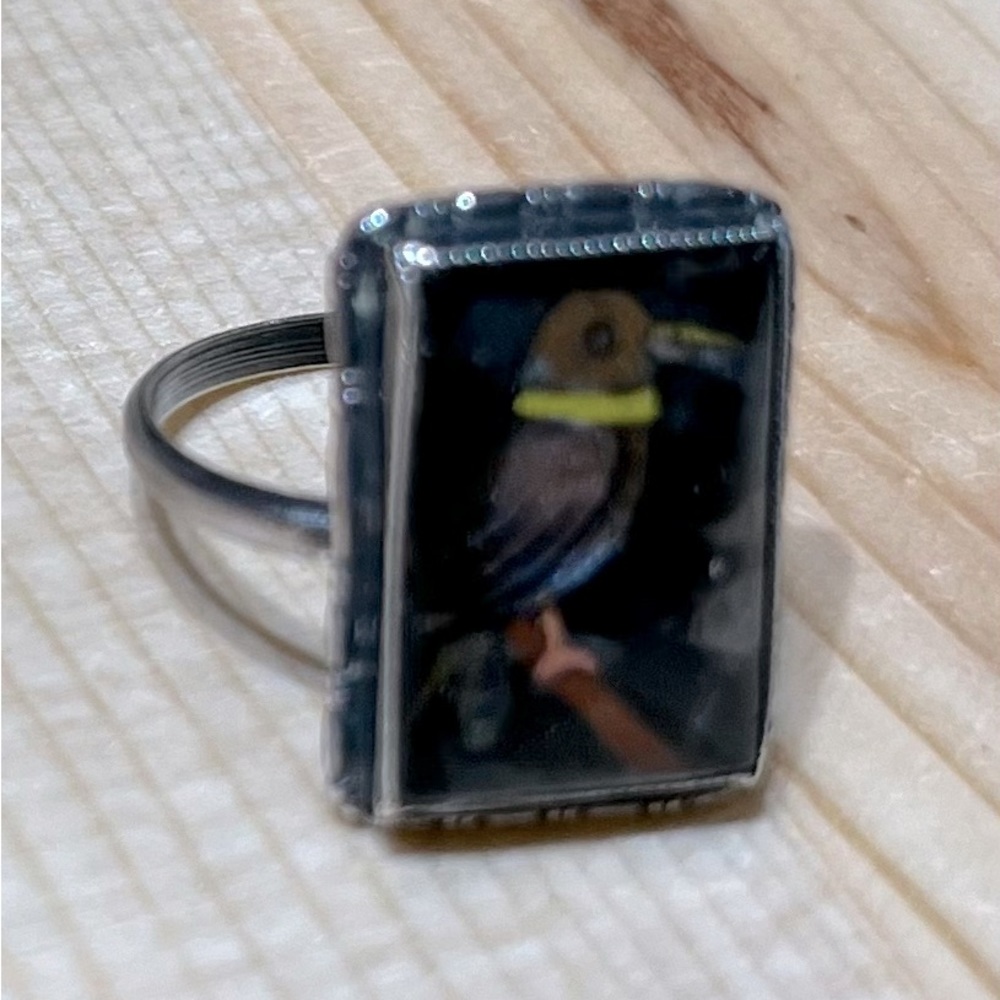 Thomas Mott kingfisher antique 1920s ring vintage rare 7 sterling silver marked - Picture 11 of 17